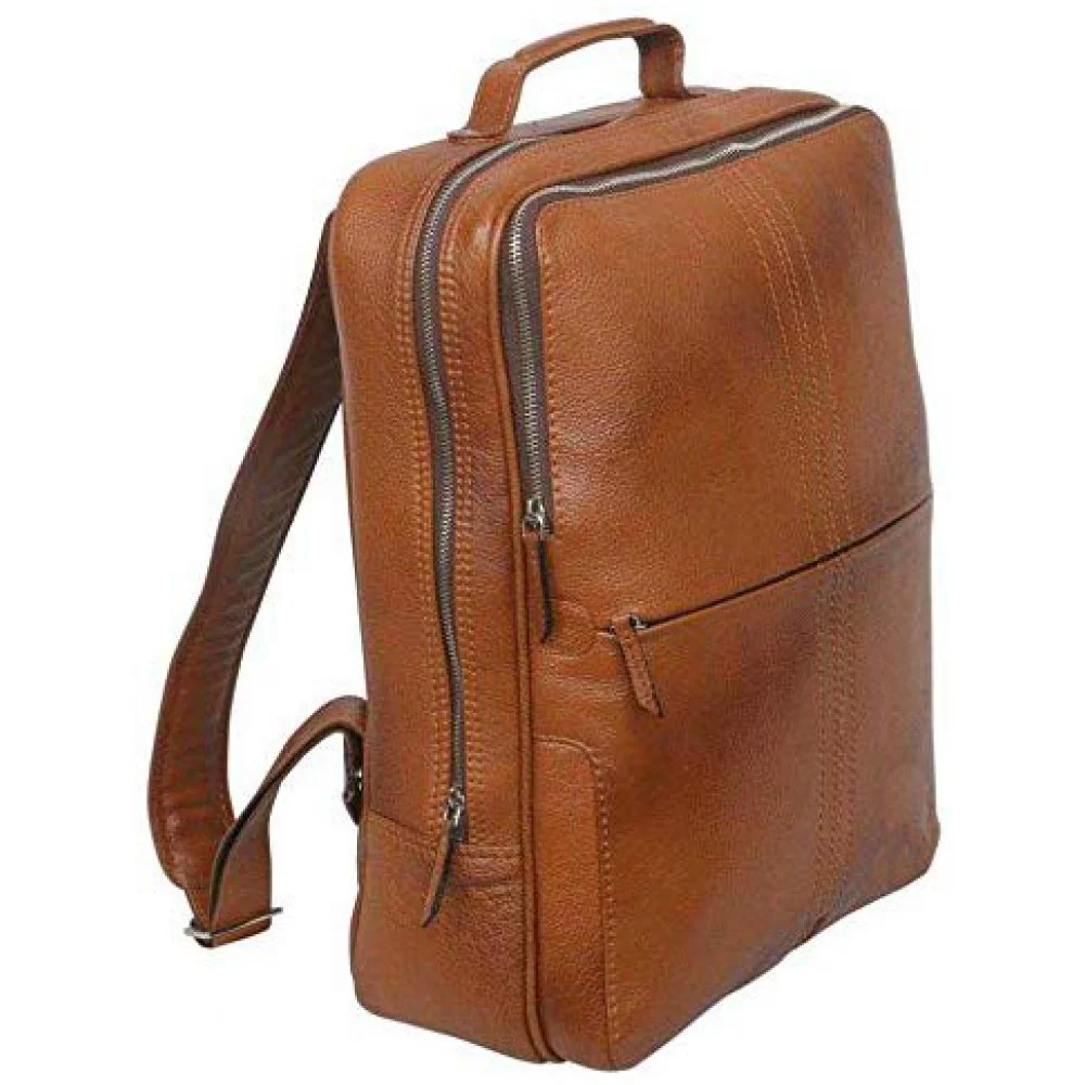 15 inch Leather Laptop Backpack - Tan