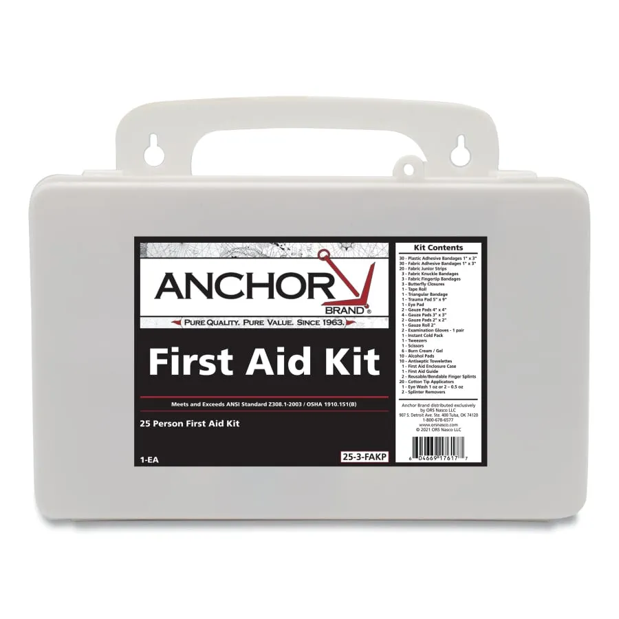 25 Person First Aid Kit, ANSI 2009, Metal Case 25-9-FAKM