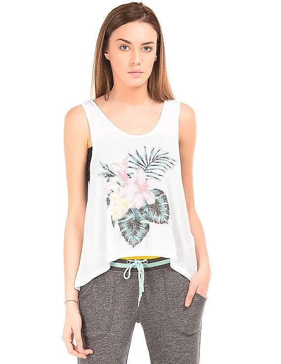 Aeropostale Floral Print Boxy Tank Top