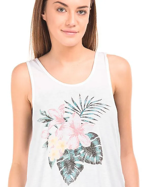 Aeropostale Floral Print Boxy Tank Top