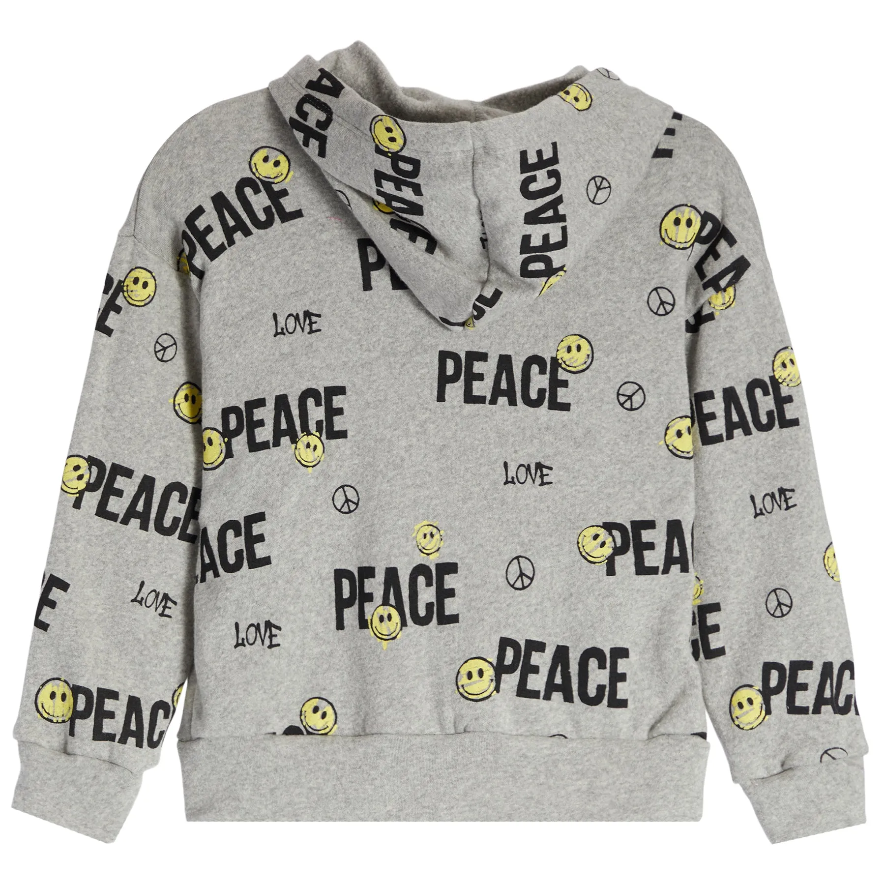 Allover Smiley & Peace Fleece Zip Hoodie