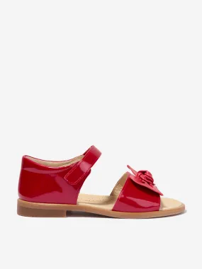 Andanines - Girls Patent Leather Strap Sandals With Bow in Red | Childsplay Clothing