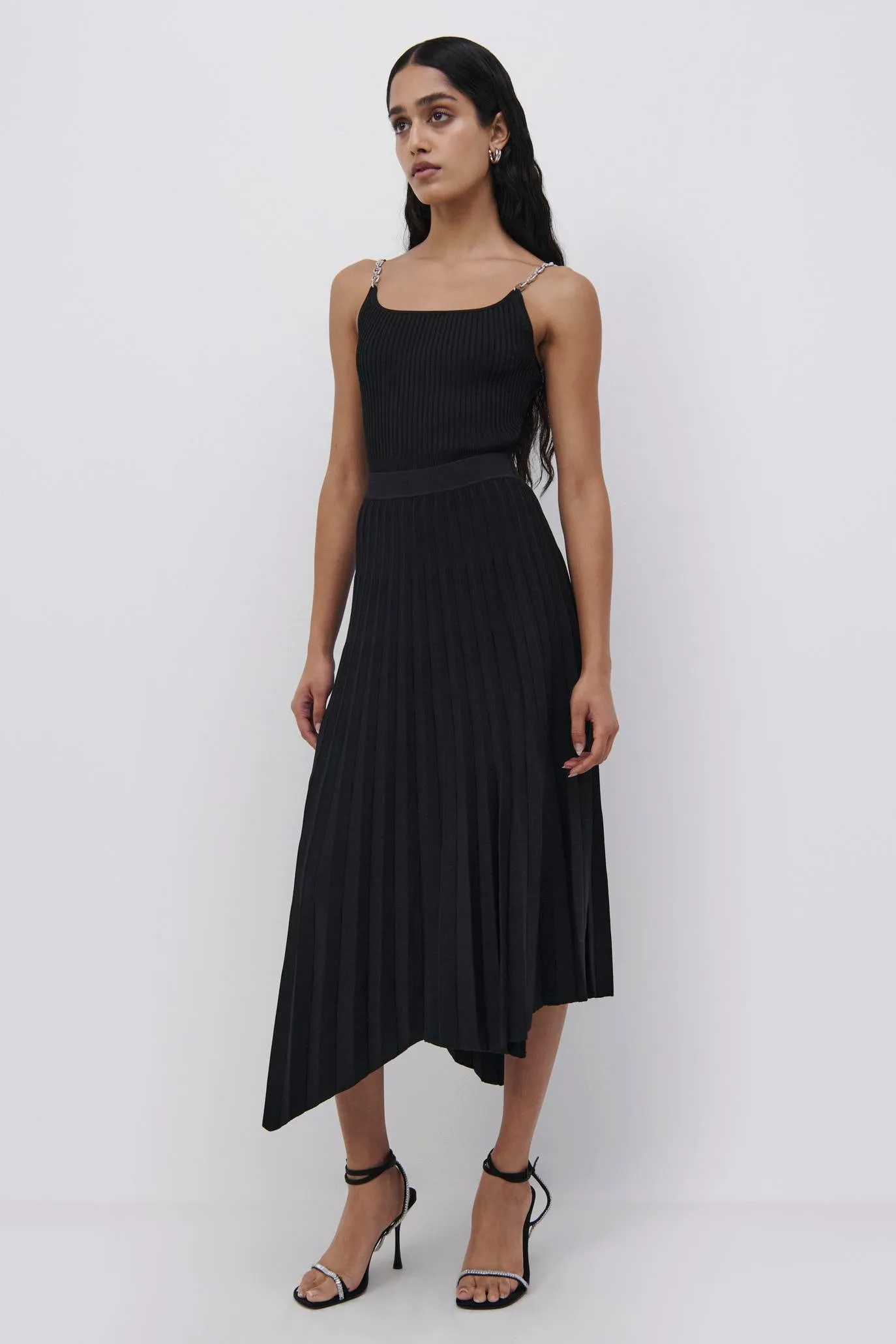 Arianna Compact Rib Pleated Skirt