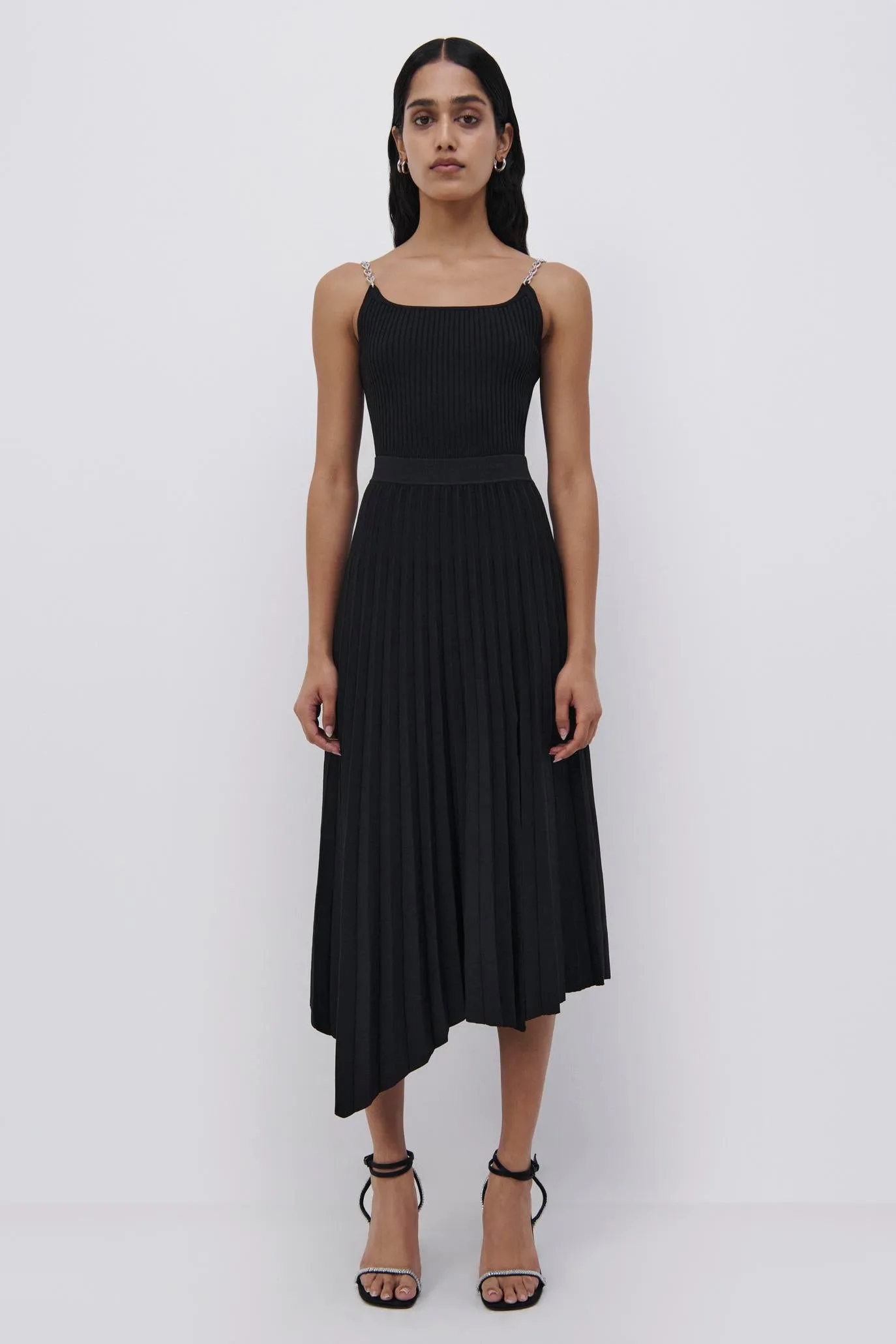 Arianna Compact Rib Pleated Skirt