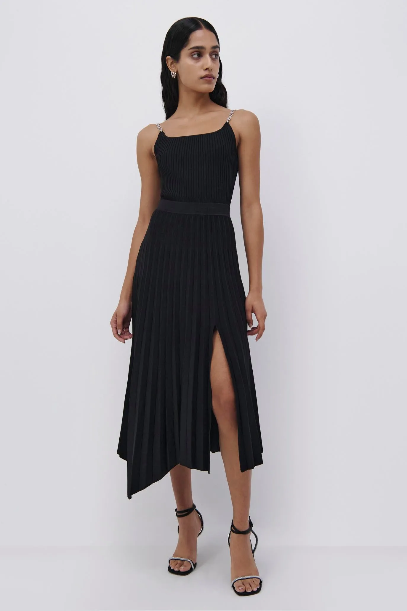 Arianna Compact Rib Pleated Skirt