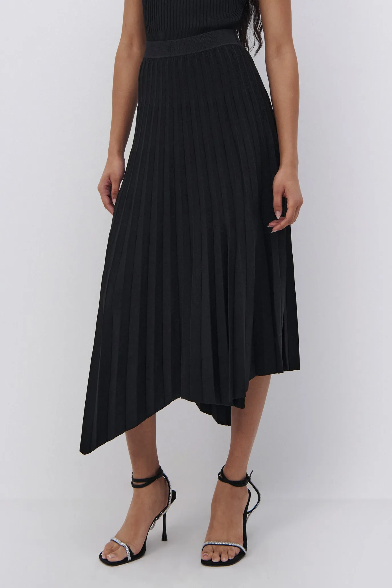 Arianna Compact Rib Pleated Skirt