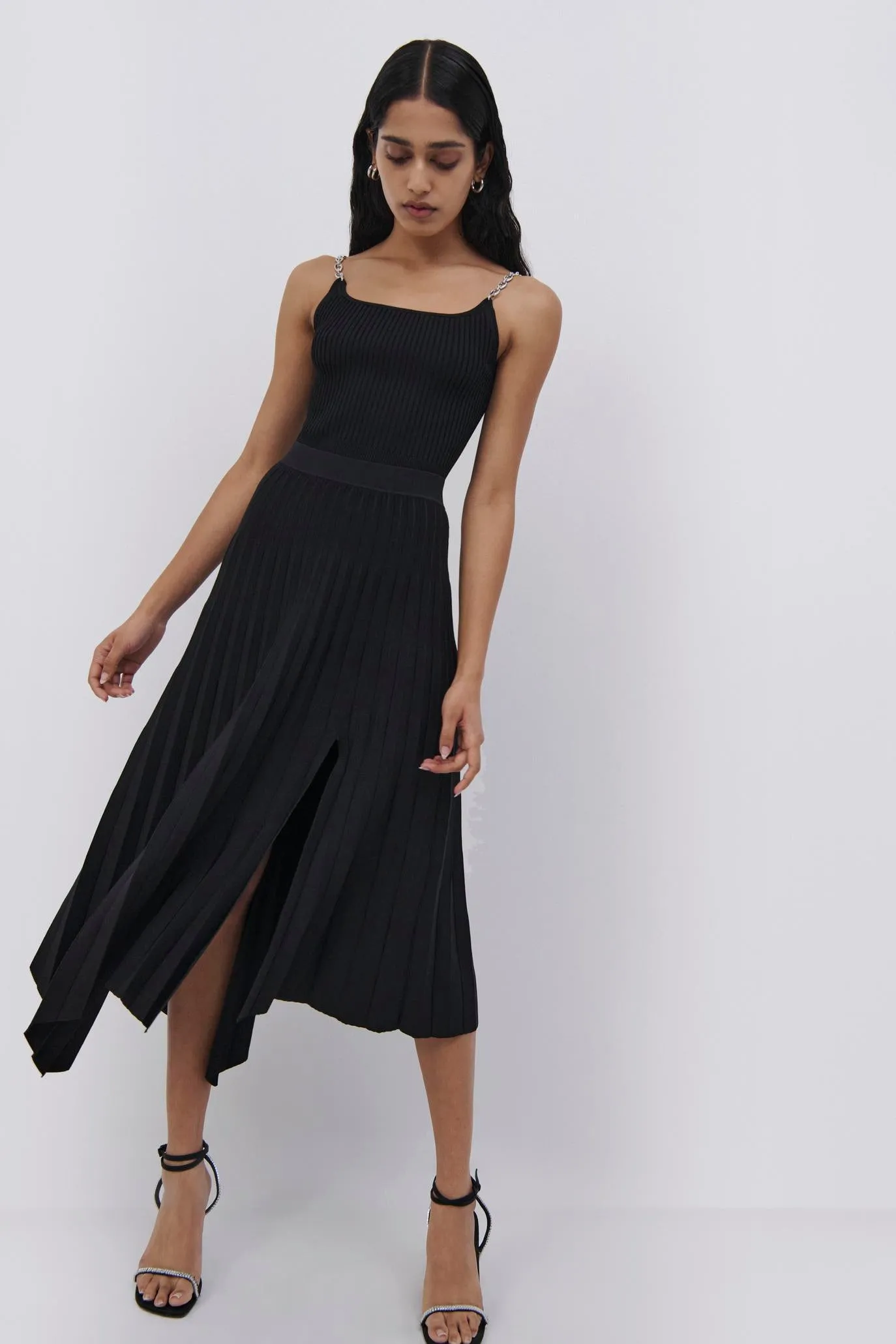 Arianna Compact Rib Pleated Skirt