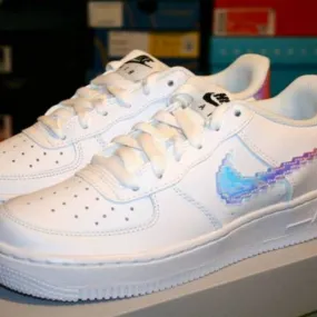 AUTHENTIC NIKE AIR FORCE 1 White Iridescent Pixel CW1577...