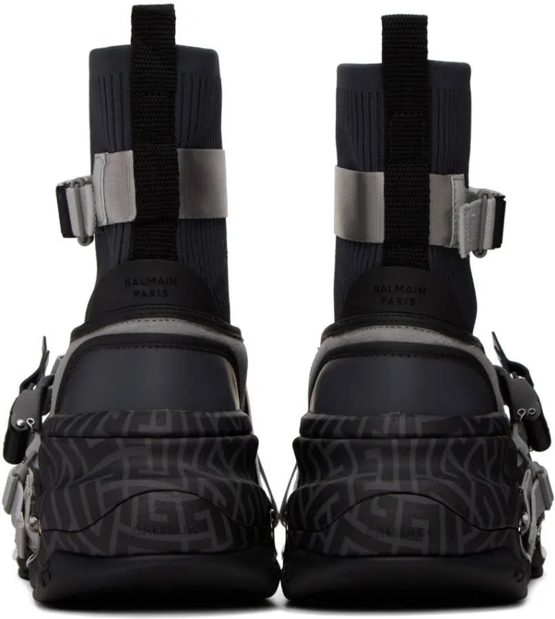 Balmain Gray B-Bold High-Top Sneakers