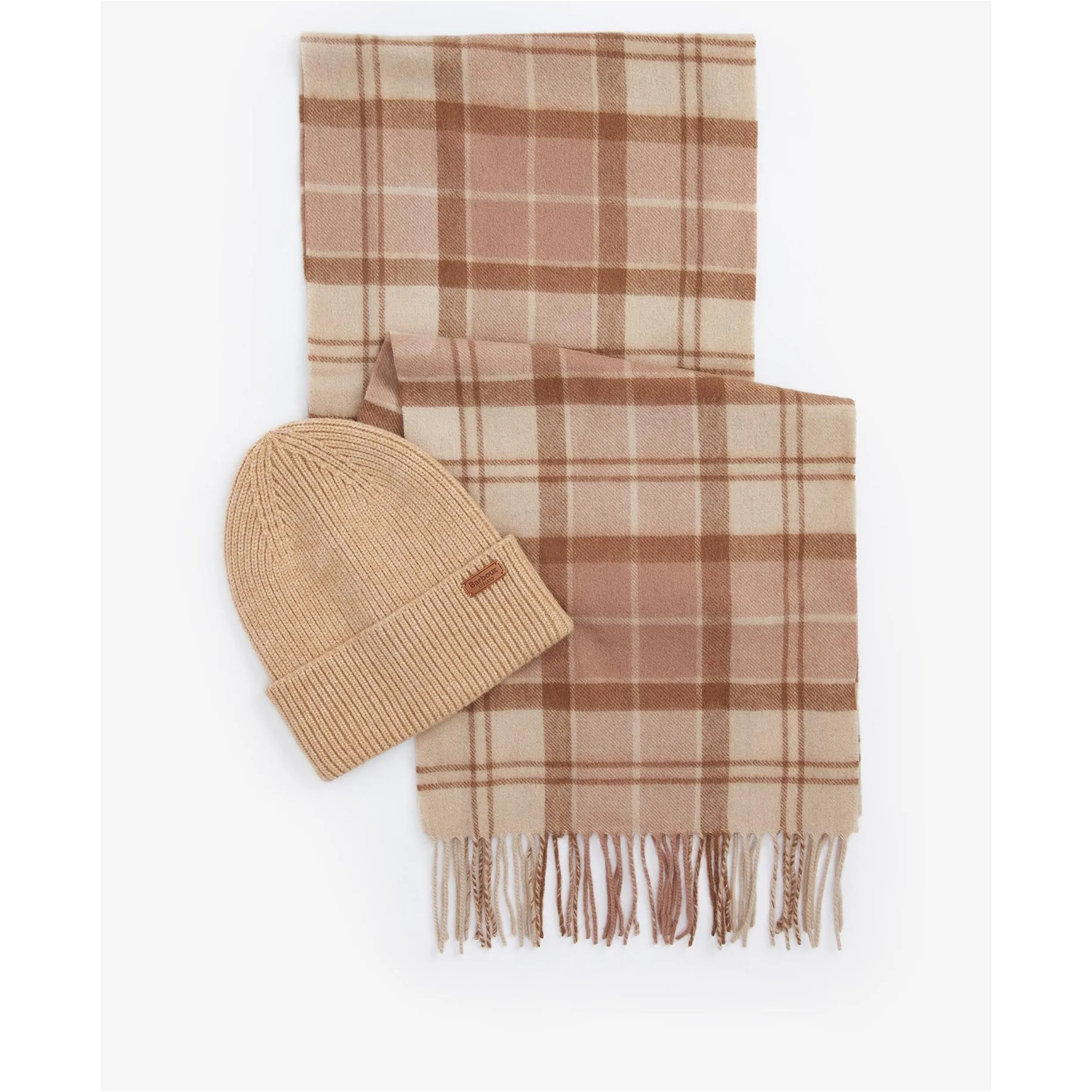 Barbour Aubrey Beanie & Scarf Gift Set in Camel LGS0096CM31