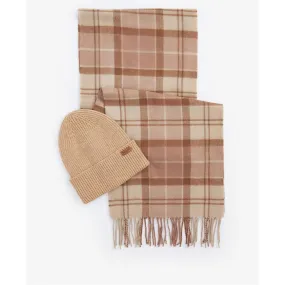 Barbour Aubrey Beanie & Scarf Gift Set in Camel LGS0096CM31