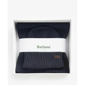 Barbour Crimdon Beanie and Scarf Gift Set MGS0019 - Navy