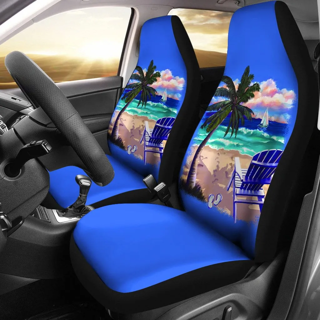 Beach chair palm tree blue seat covers