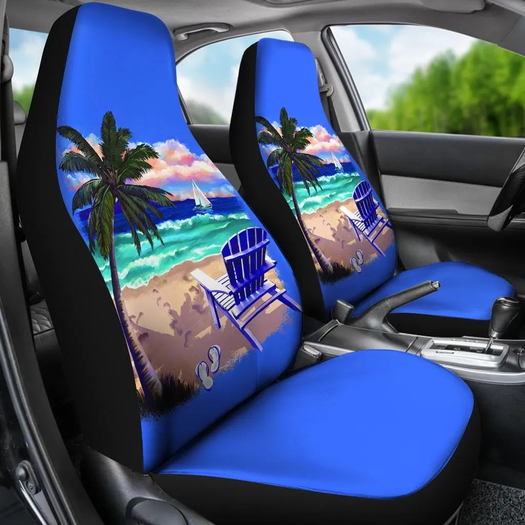 Beach chair palm tree blue seat covers