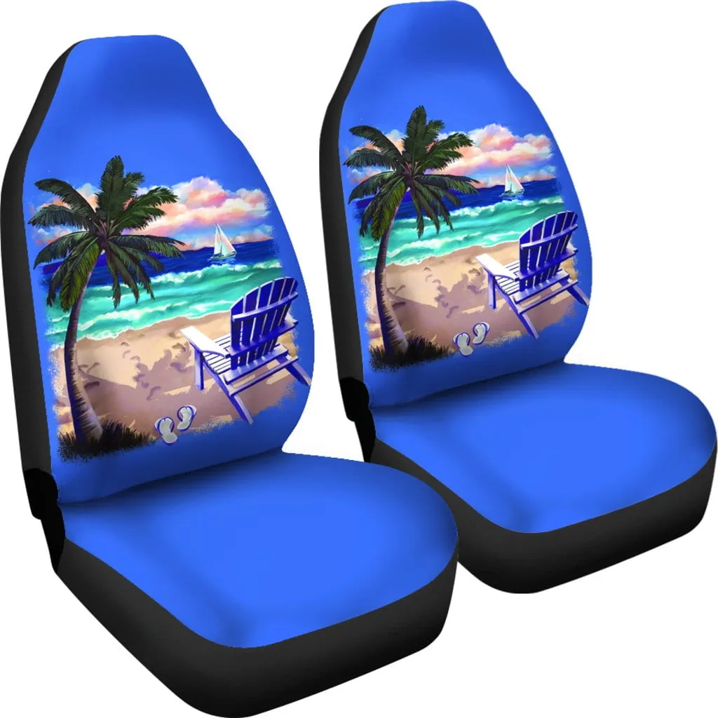 Beach chair palm tree blue seat covers