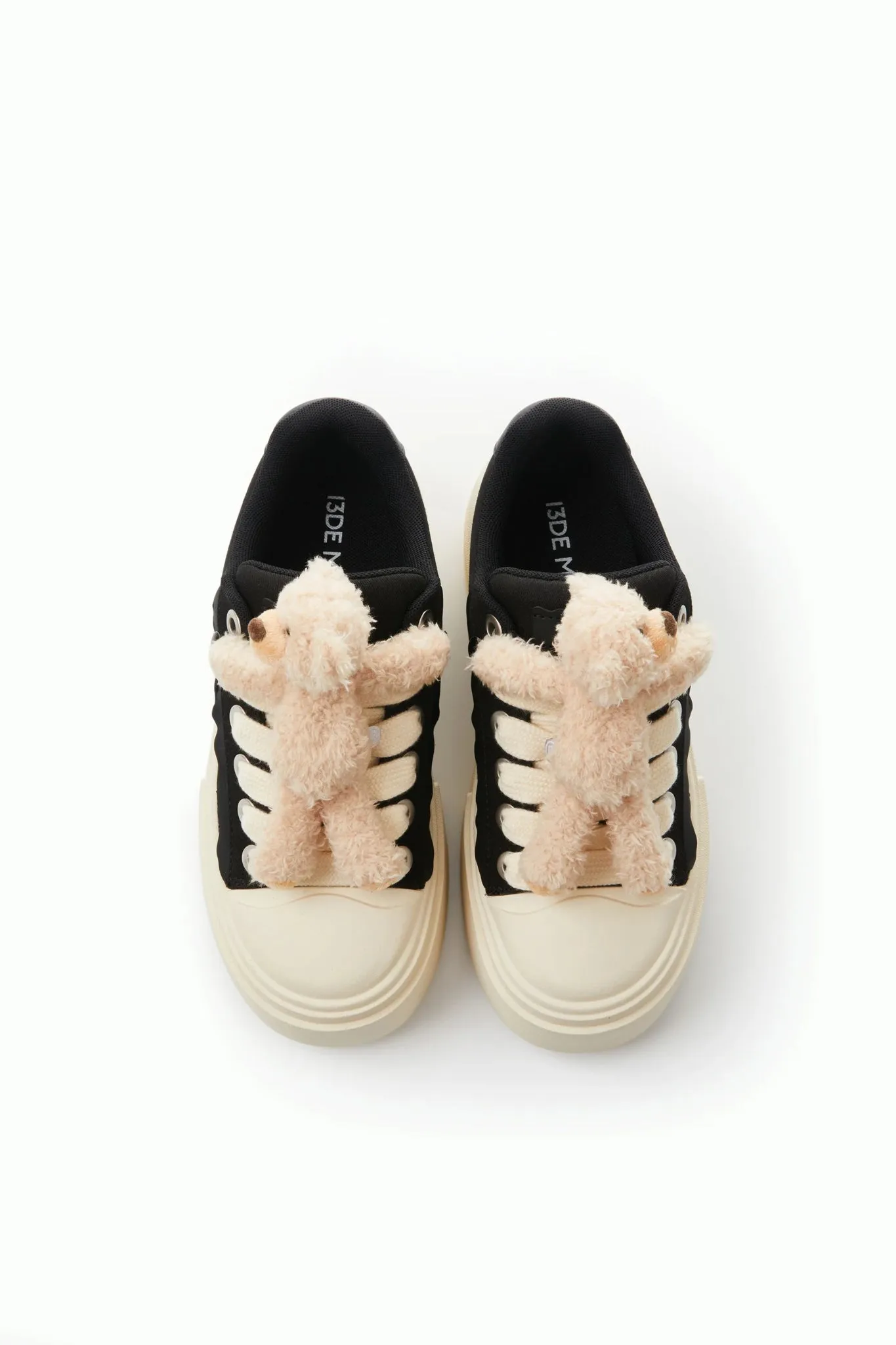 Bear Platform Sneakers in Black-