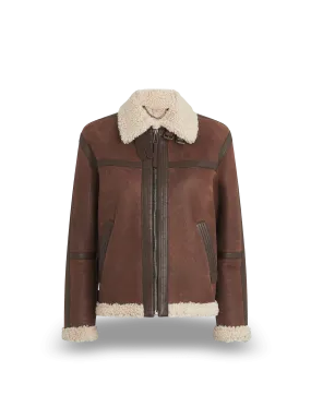 Belstaff Launch Shearling Jacket Lady, saddle brown/cord