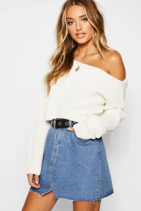 Belted Denim Mini Skirt