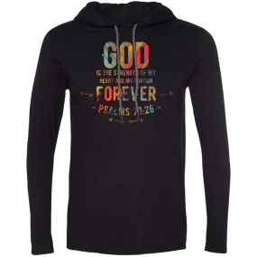 Bible Verse Men Long Sleeve T-Shirt Hoodie - God Is The Strength Of My Heart ~Psalm 73:26~ Design 1