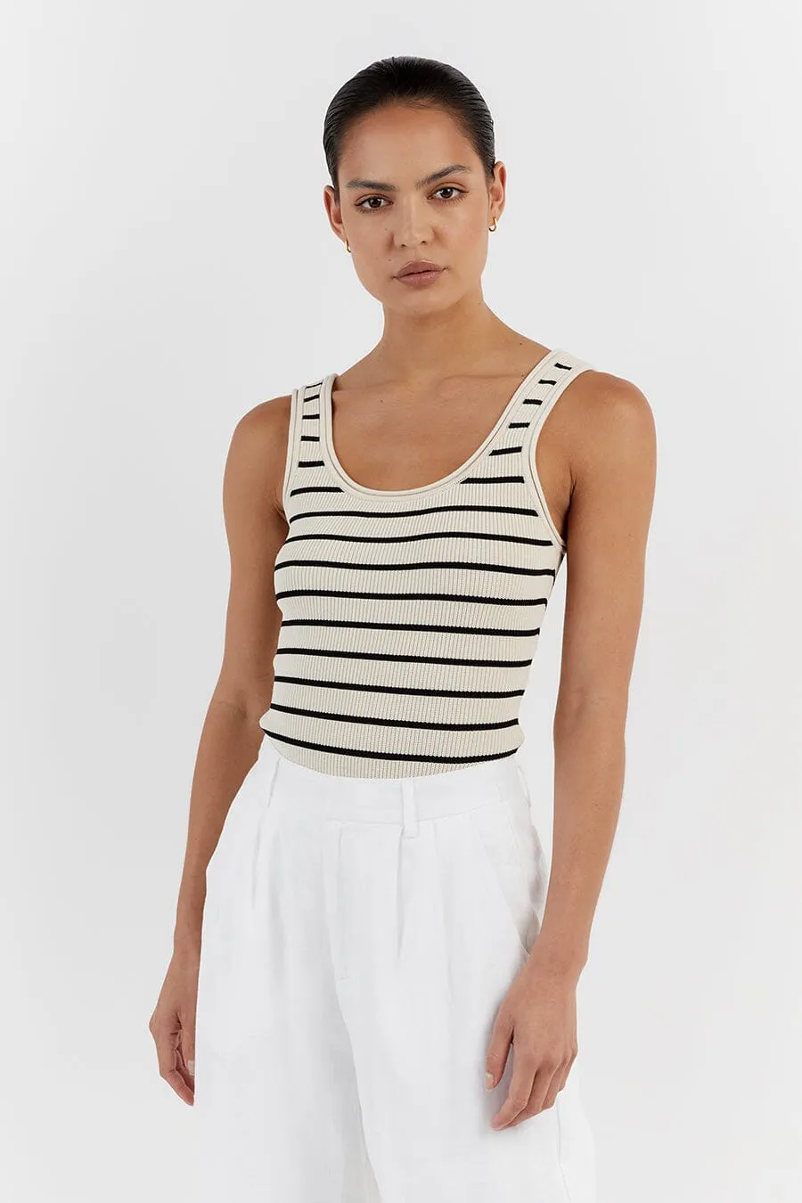 BILLIE BUTTER STRIPE KNIT TANK