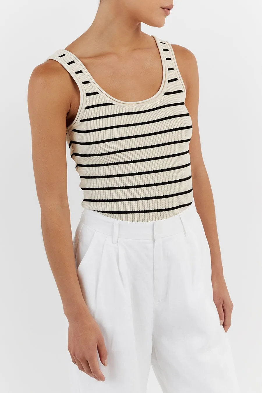 BILLIE BUTTER STRIPE KNIT TANK