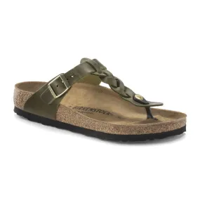 Birkenstock Gizeh Braid Green Olive Oiled Leather Women’s Sandals (Regular)