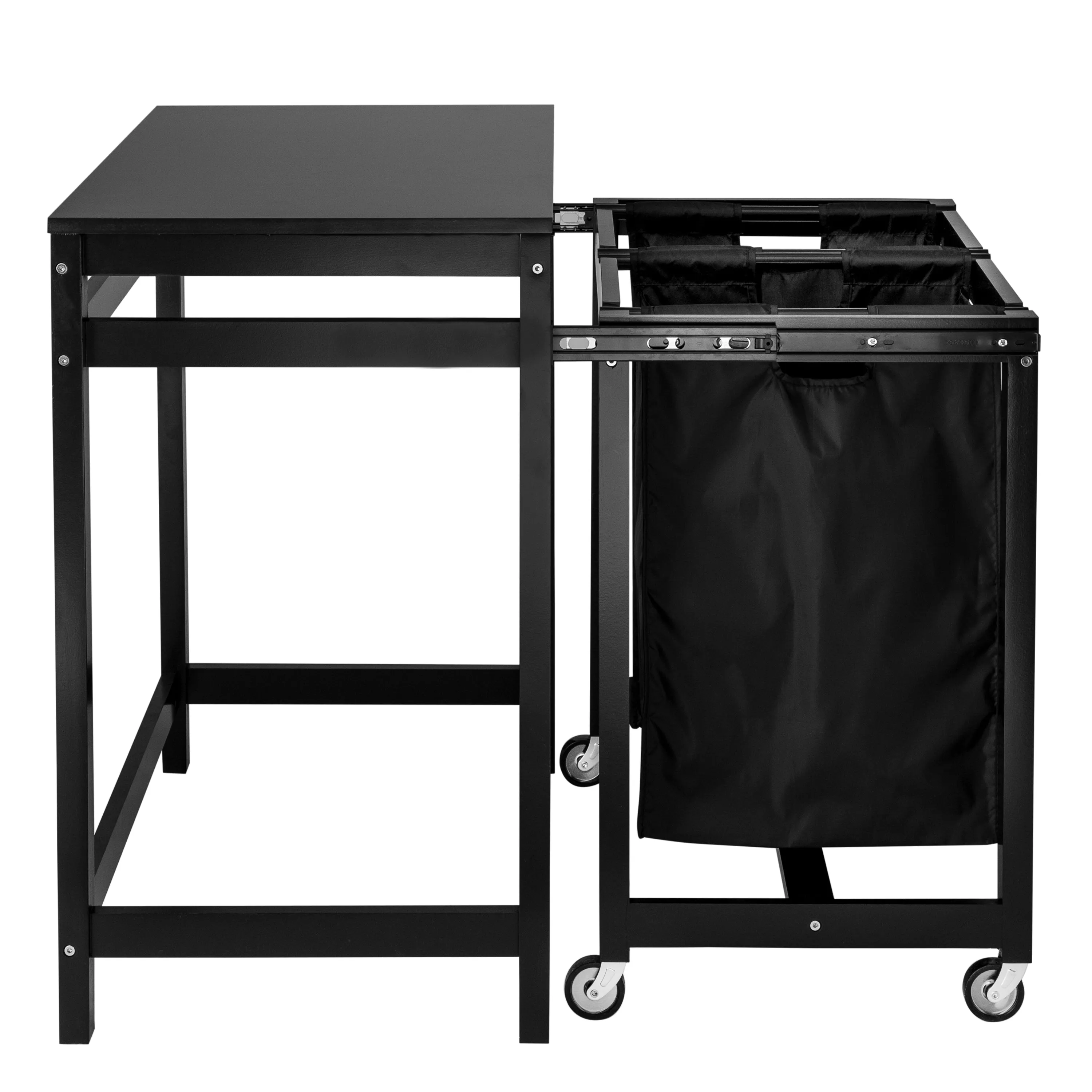 Black Double Laundry Sorter with Folding Table