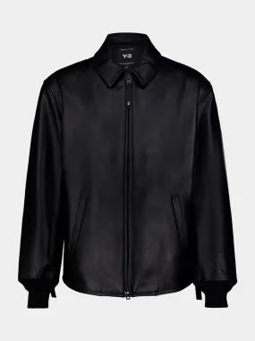 Black Pleather Bomber Jacket