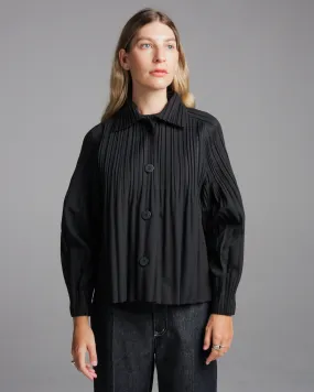 Black Smooth Pleat Jacket