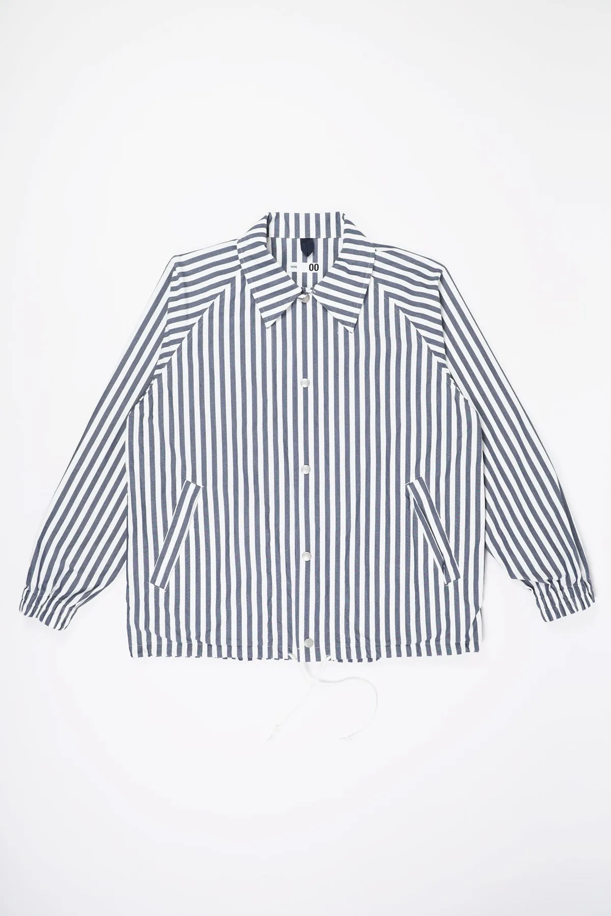 Block Stripe Coach Jacket - Navy/White