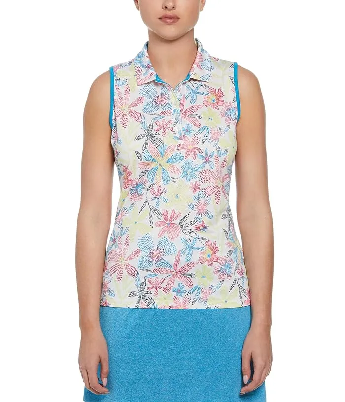 Callaway Chevron Floral Sleeveless Polo Women's