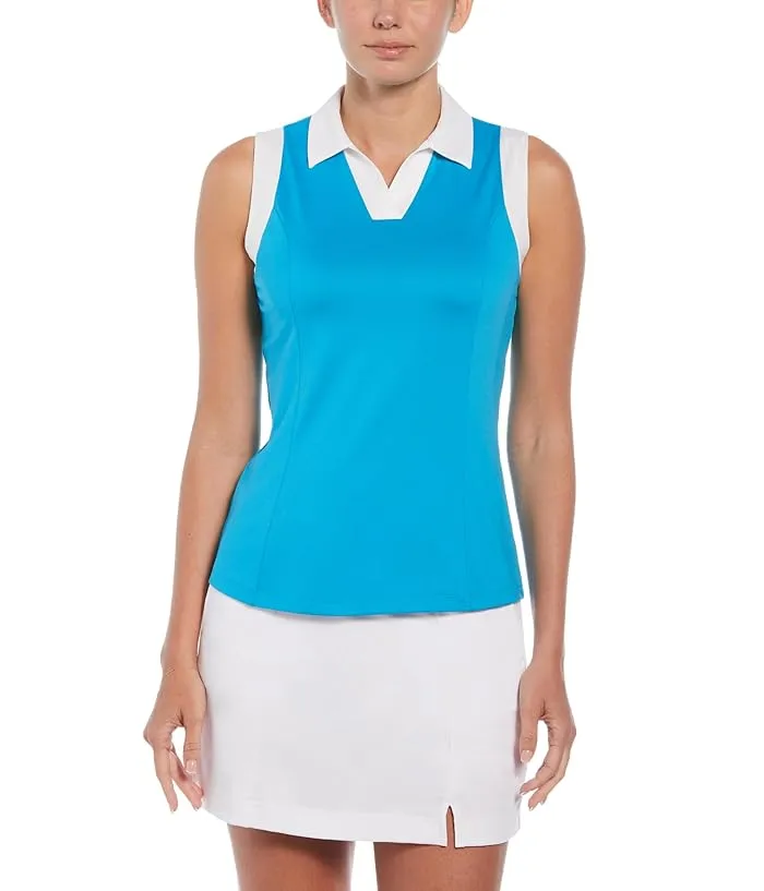 Callaway Sleeveless V-Placket Color-Block Polo Women's