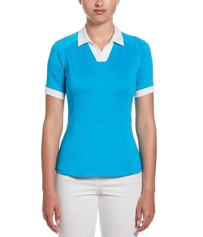 Callaway V-Placket Color-Block Short Sleeve Polo Women's