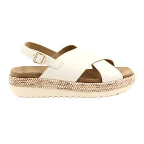 Caprice Leather Sandals On The Platform 9-28712 102 White Nappa