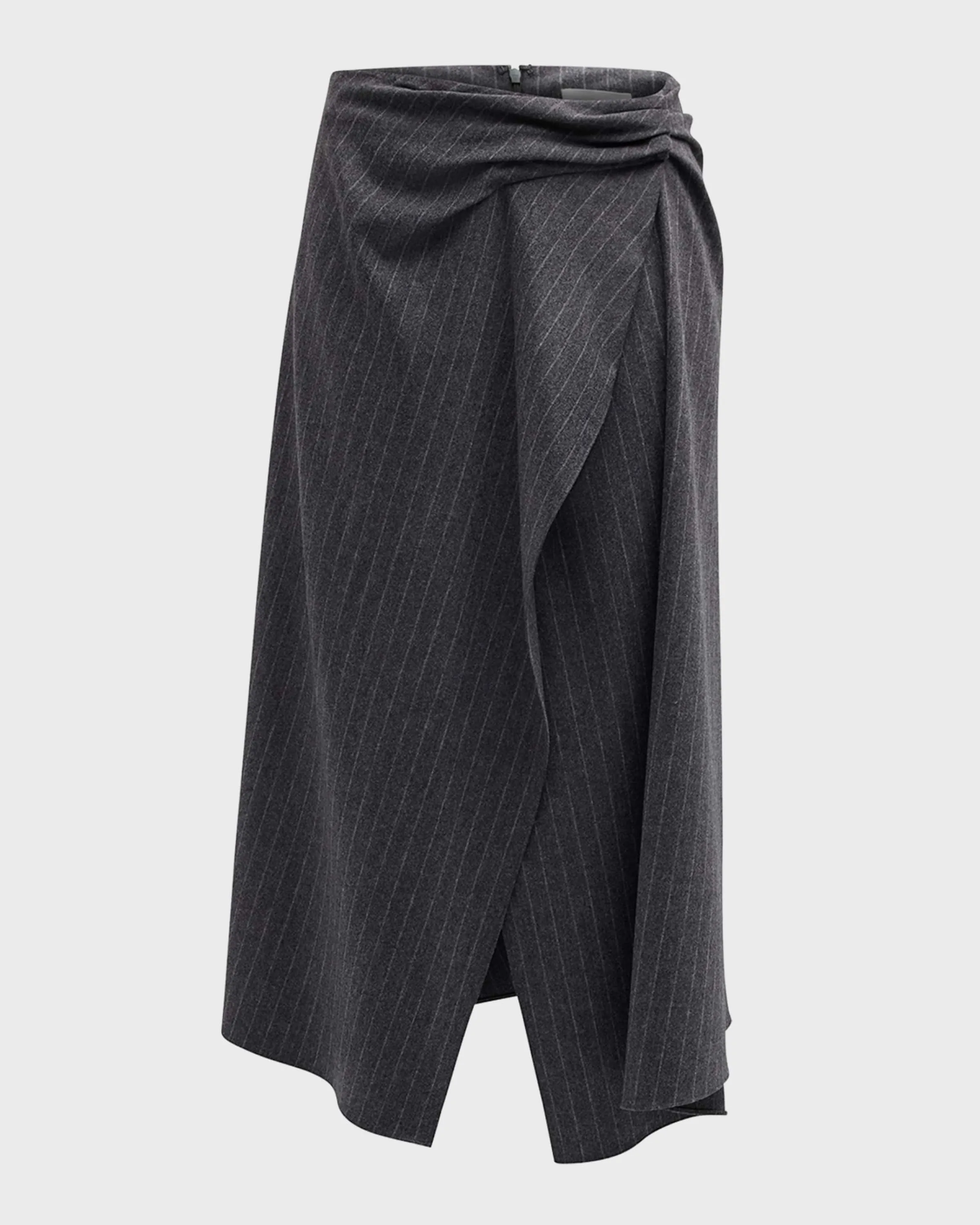 Clara Pinstripe Midi Wrap Skirt