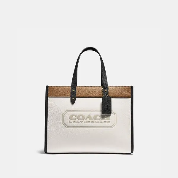 COACH FIELD TOTE 30 IN COLORBLOCK WITH COACH BADGE