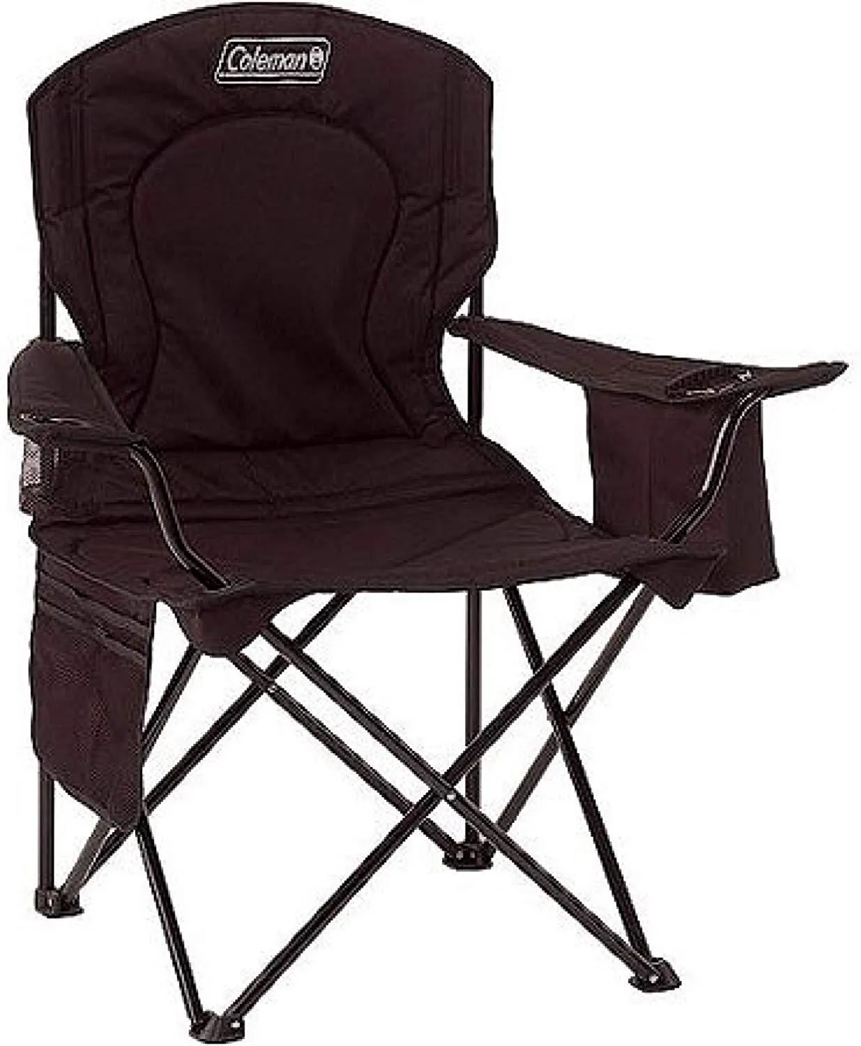 Coleman Portable Camping Quad Chair with 4-Can Cooler, black