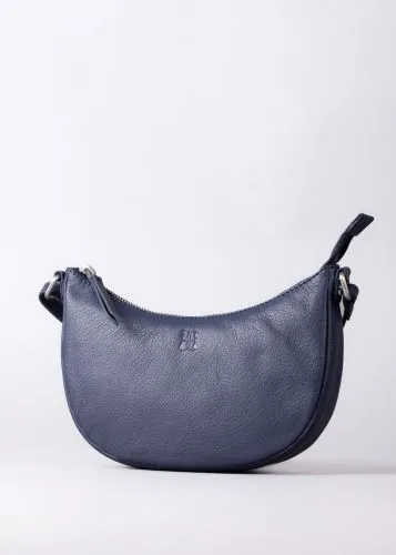 Coniston Crescent Leather Cross Body Bag in Navy