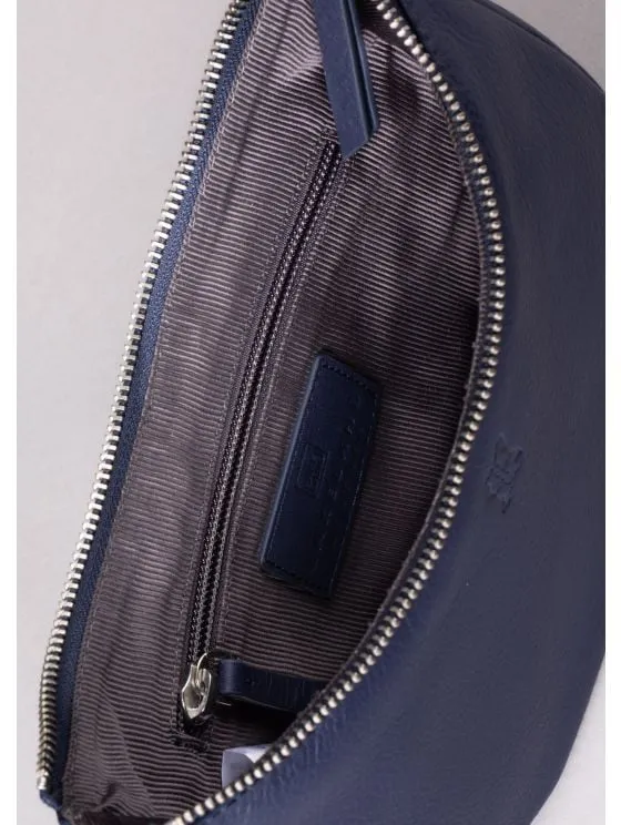 Coniston Crescent Leather Cross Body Bag in Navy