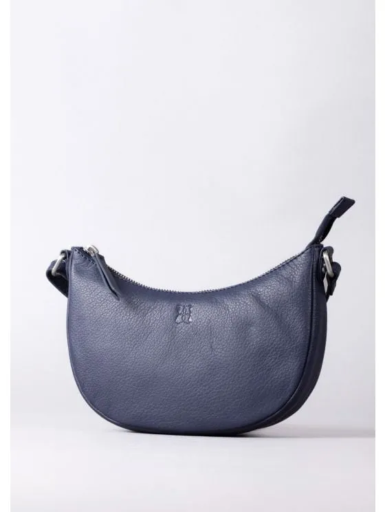 Coniston Crescent Leather Cross Body Bag in Navy