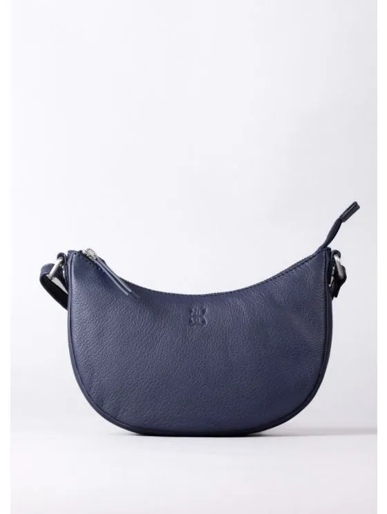 Coniston Crescent Leather Cross Body Bag in Navy