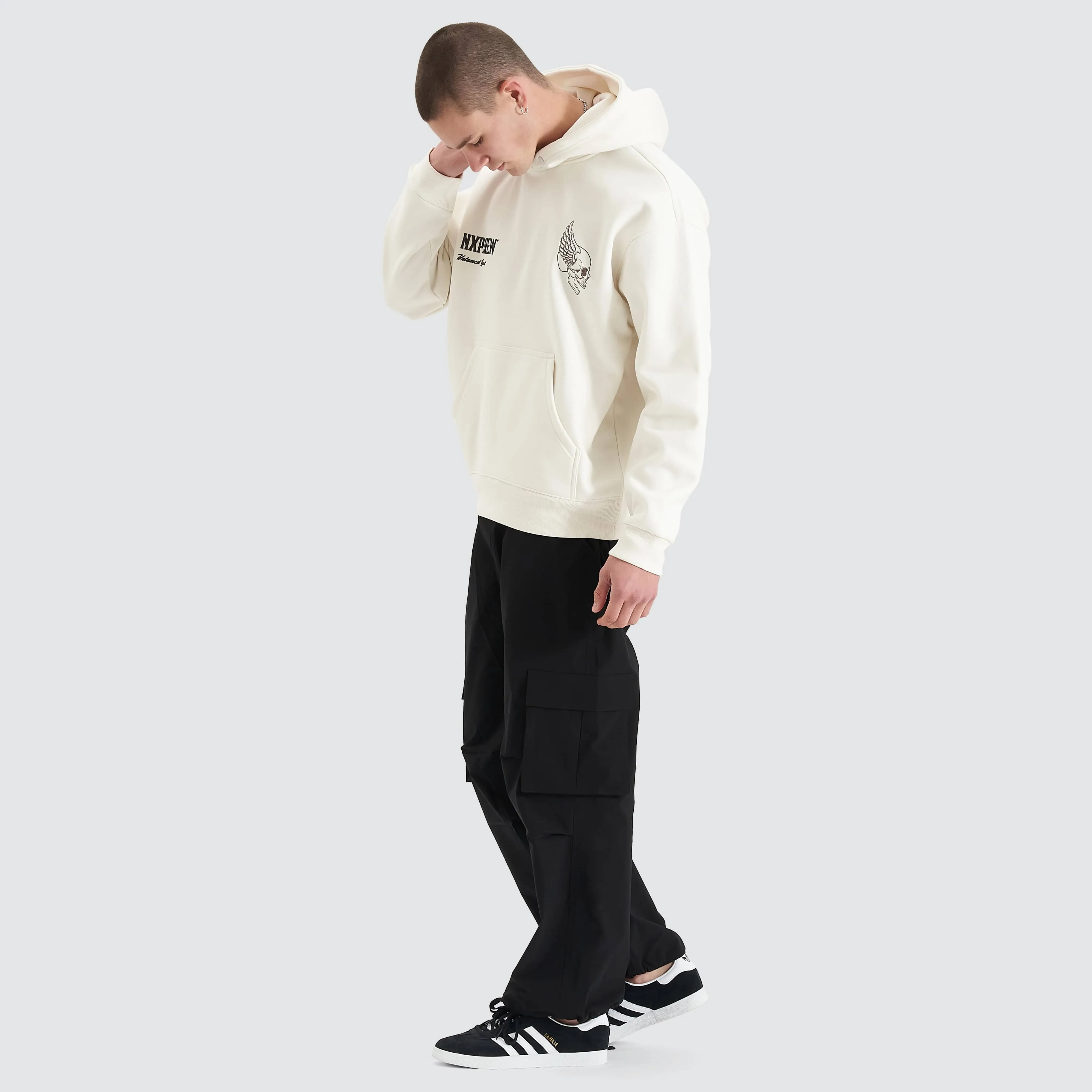 Corbusian Heavy Box Fit Hoodie Natural White