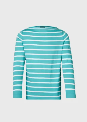 Cotton & Cashmere Boat Neck Stripe Pullover