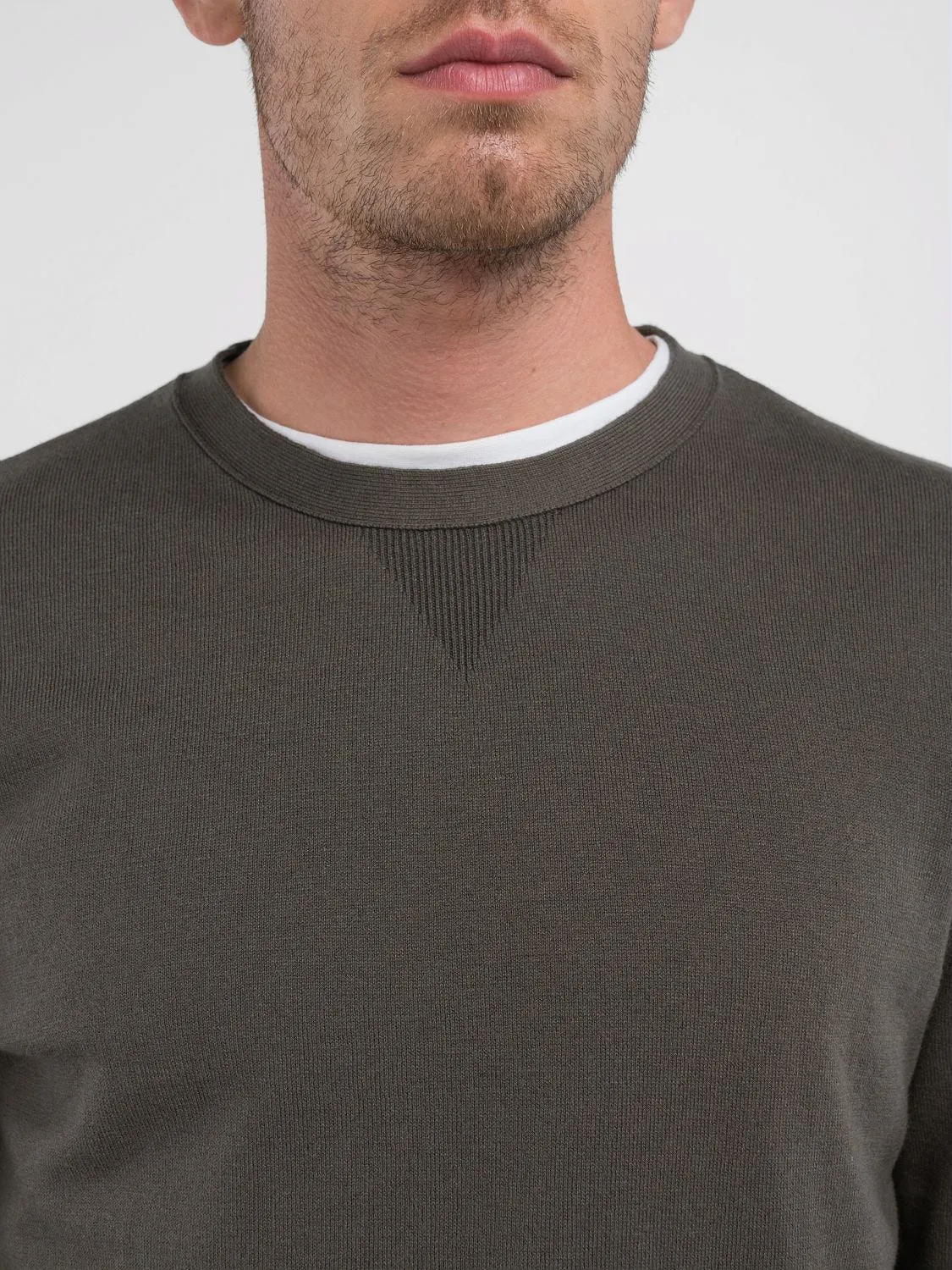 COTTON-BLEND CREW-NECK PULLOVER