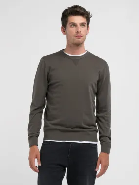 COTTON-BLEND CREW-NECK PULLOVER