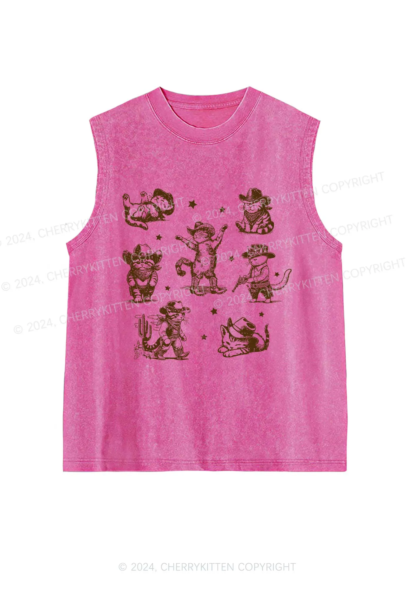 Cowboy Cats Y2K Washed Tank Cherrykitten