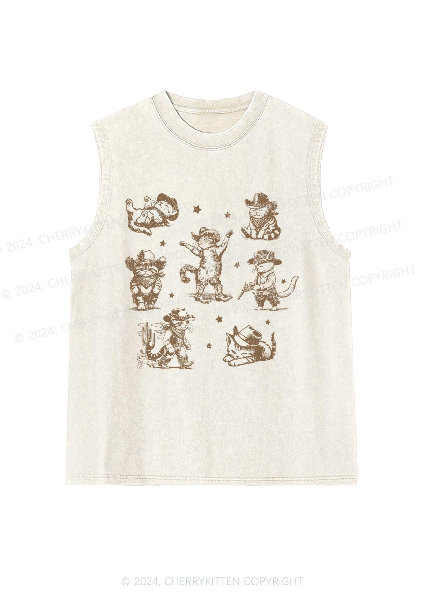 Cowboy Cats Y2K Washed Tank Cherrykitten