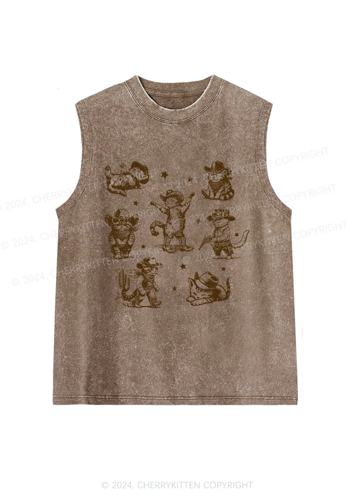 Cowboy Cats Y2K Washed Tank Cherrykitten