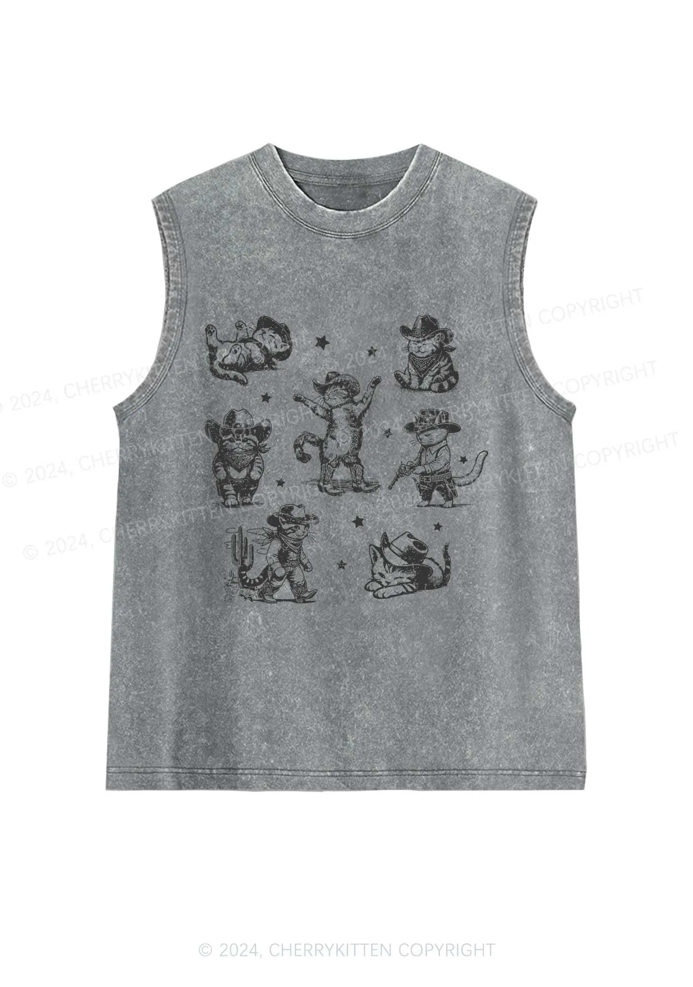 Cowboy Cats Y2K Washed Tank Cherrykitten