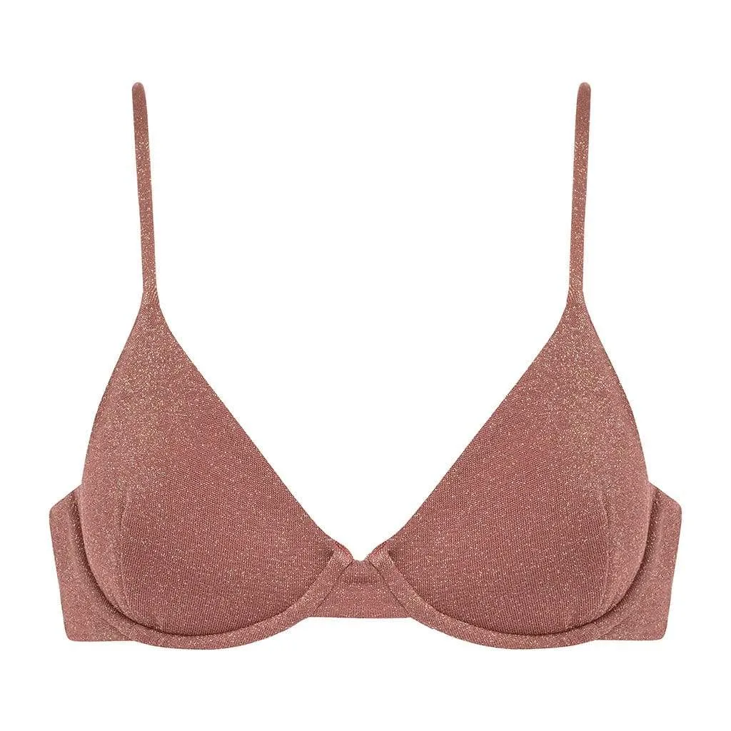 Dainty Bikini Top | Mauve Sparkle